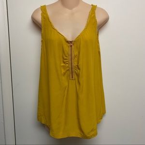 House of Dagmar womens mustard yellow zipper tank top‎ 36